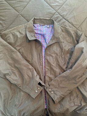Chaps Brown Lightweight Jacket with Plaid Lining